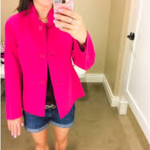 RUFFLE-NECK DOUBLE-FACE JACKET nwot rare Barbie pink style nwot - Picture 3 of 4
